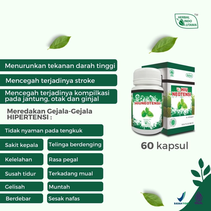 Product image Herbal Indo Utama - HIUNEOTENSI Obat Herbal Hipertensi Turunkan Tekanan Darah Tinggi 60 Kapsul 60 kapsul Kapsul serbuk