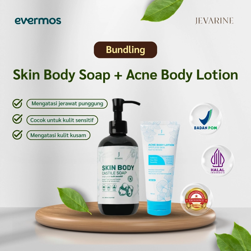 Product image Jevarine - Skin Body Castile Soap + Acne Body Lotion Spotless Skin Bundling 1 Paket