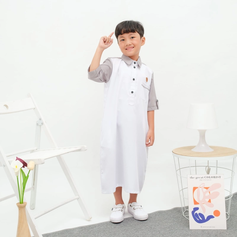 Product image Kawan Muslim - Jubah Gamis Muslim Anak Laki Putih Premium Size 1 Sampai 14 Tahun Lengan Pendek Bahan PUTIH 1&2 TAHUN