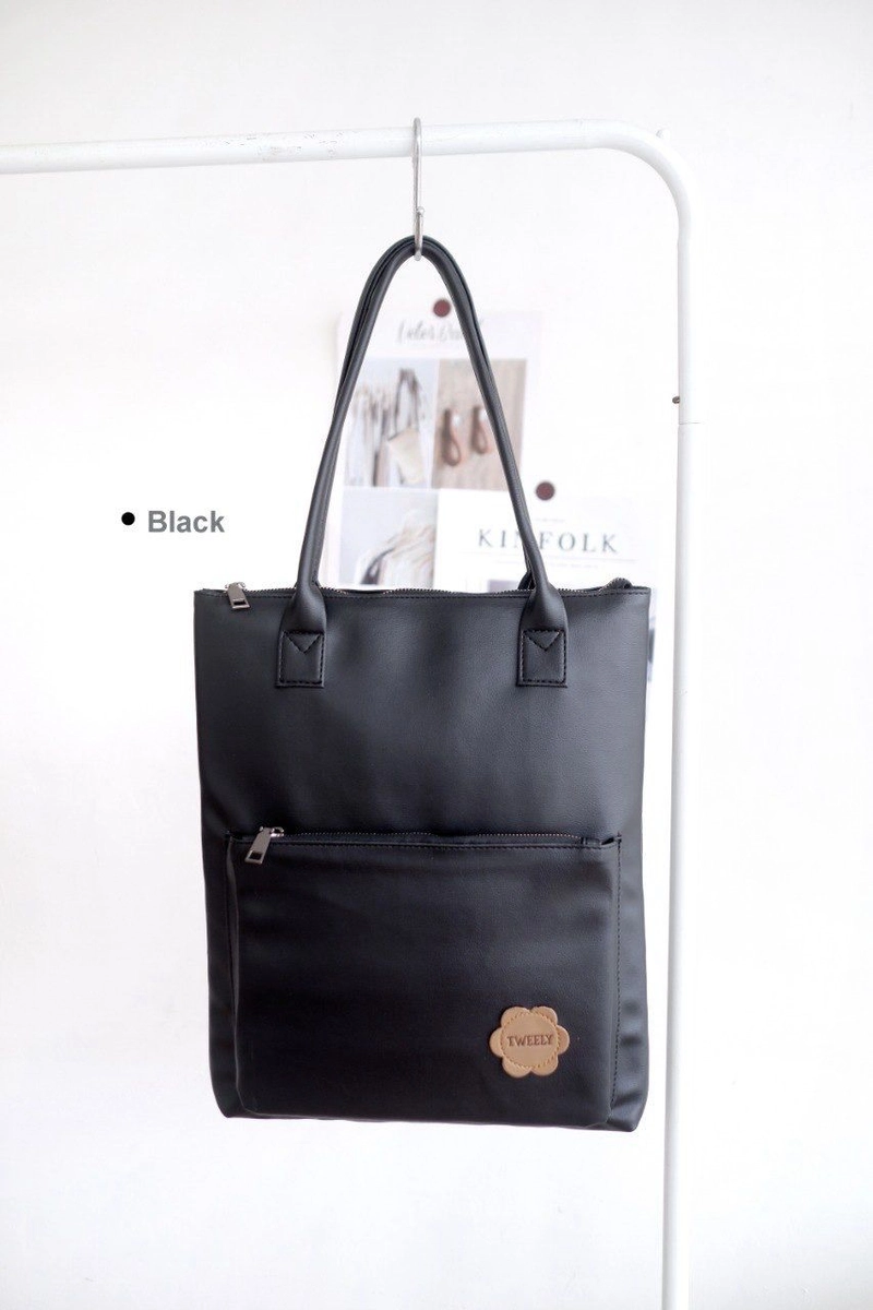 Product image Tweelyforbag - Popy Laptop Totebag - Tweelyforbag - Tas Totebag Wanita - Tas Wanita 385 gr Hitam