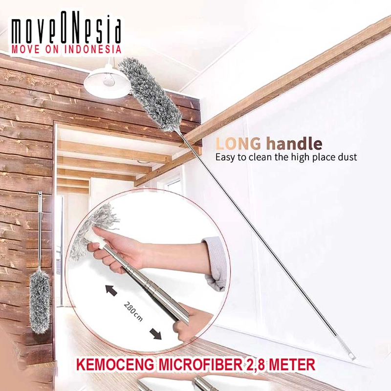 Product image Moveonesia - Kemoceng Microfiber Teleskopik Hampir 3 Meter Alat Pembersih Celah-Celah Langit Rumah Fleksibel KEMOCENG 2,8M RANDOM