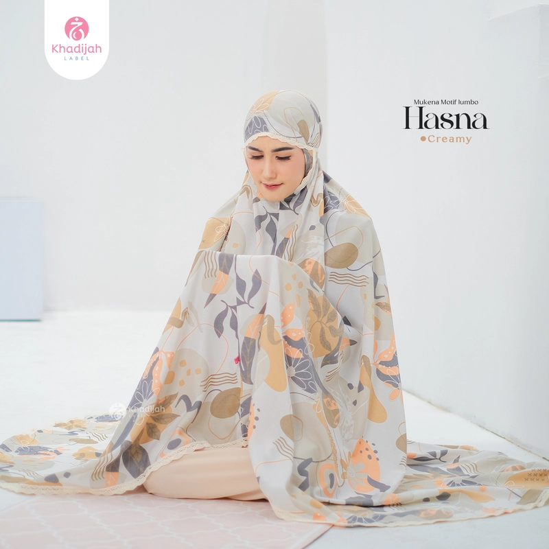 Product image KhadijahLabel - Mukena Dewasa Mukena Jumbo Mukena Motif Hasna Jumbo Creamy