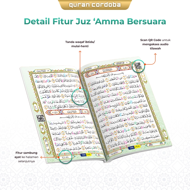 Product image Cordoba - Buku IQRO dan Juz Amma Bersuara A5 Lengkap Jilid 1 sampai 6 plus Audio dan Video QR A5 Random