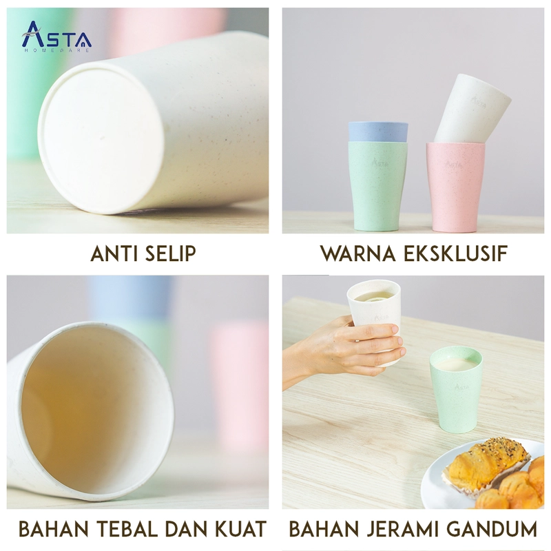 Product image Asta Homeware Official - Asta Gelas Jerami Gandum Tahan Panas Mug Cangkir Tebal Food Grade warna Pink