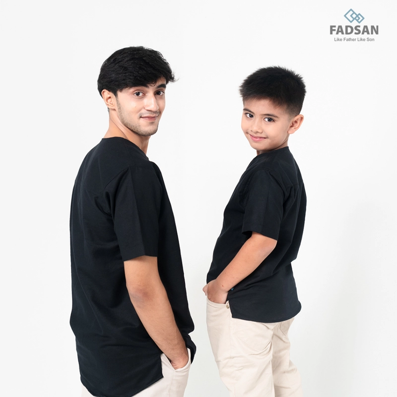 Product image FADSAN - Koko Couple Ayah dan Anak Lengan Pendek Bahan Katun Linen Warna Black - Mono Series SIZE ANAK XS MONO BLACK