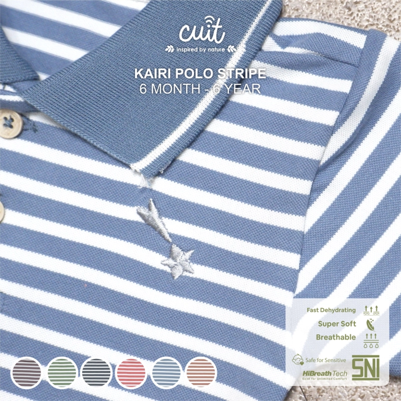 Product image Kintakun Baby - KINTAKUN BABY X CUIT Kairi Stripes Kaos Kemeja Anak Laki-laki Polo Shirt XL (2-3 Tahun) Shark Slate