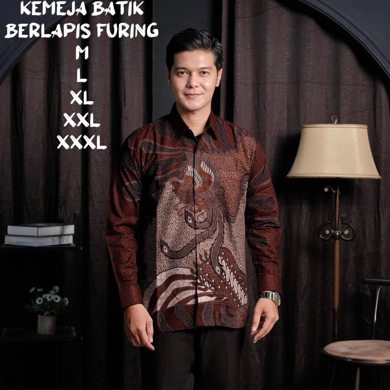Product image Kois Batik - Kemeja batik berlapis furing mahogany motif sukmajati XL Kemeja sukmajati