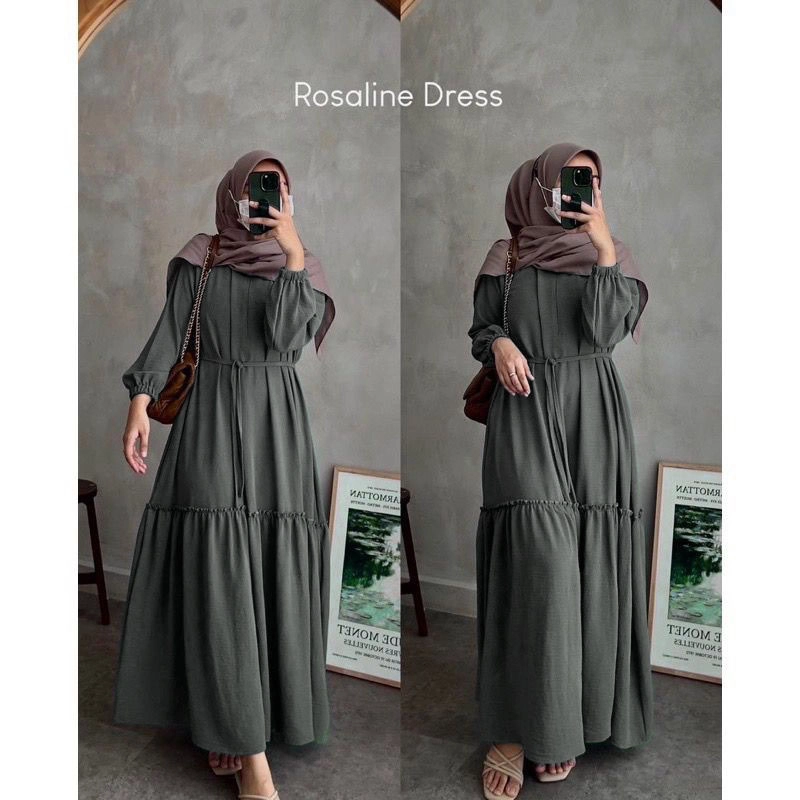 Product image MEQA DAILY - MEGA DAILY - Rosaline Dress Gamis Wanita Muslimah Bahan Hyget Super Abu