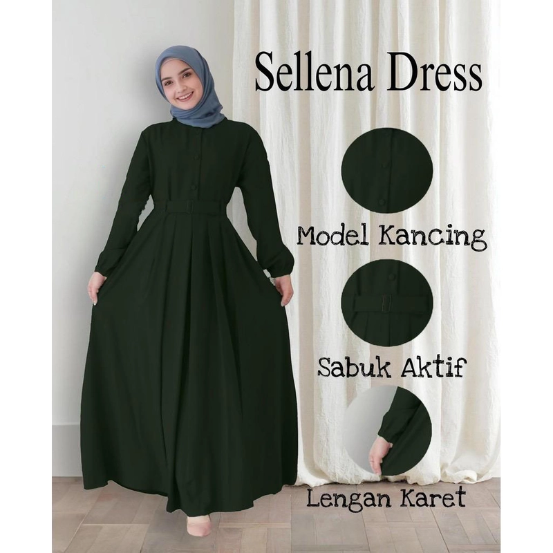 Product image MEQA DAILY - MEQA DAILY - Sellena Gamis Crinkle Dress Wanita Bahan Hyget Super Hitam