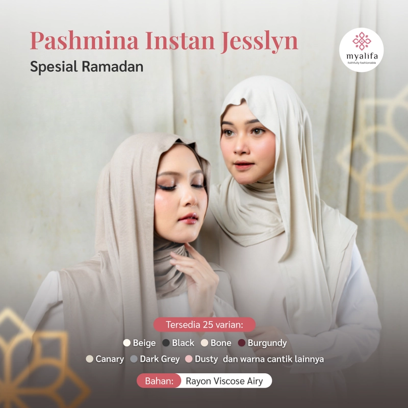 Product image HIjab Pashmina Instant Curve Inner Menutup Leher Rayon Viscose Airflow Jesslyn Pashmina Meley Jumbo Rosy Brown