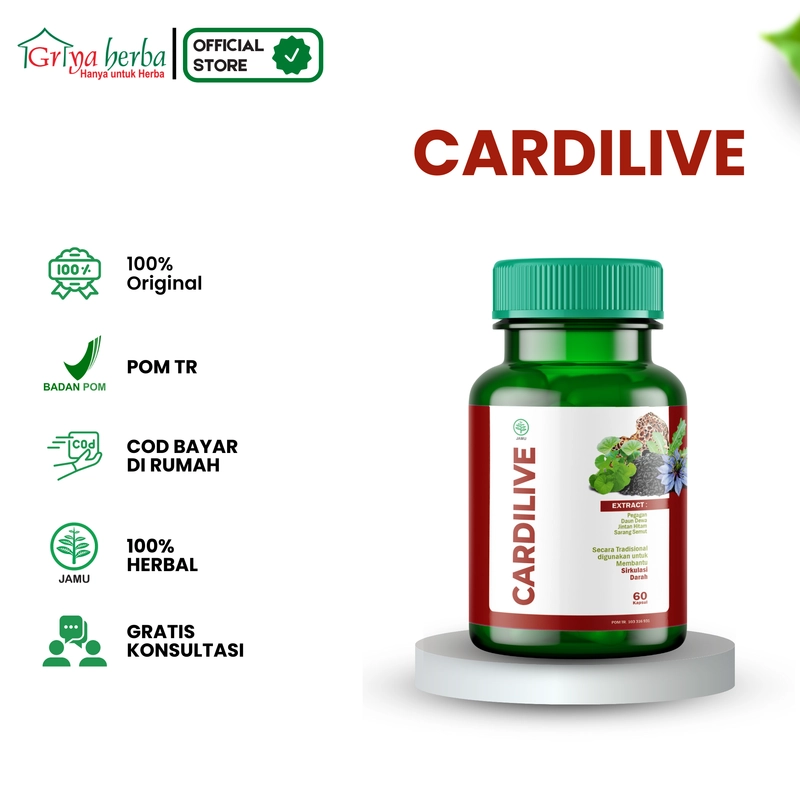Product image Griya Herba - Cardilive Obat Herbal Membantu Melancarkan Sirkulasi Darah Liver Halal BPOM 60 Kapsul Original