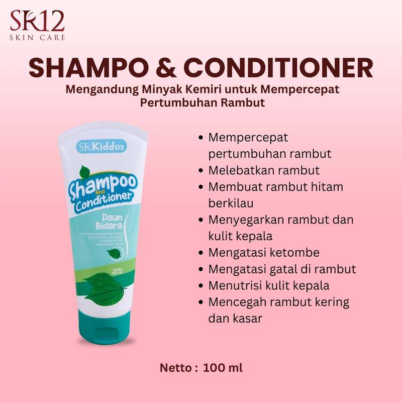 Product image SR12 Jawa Barat - SR12 SRKIDDOS Shampoo And Conditioner Daun Bidara Non SLS Mengandung Minyak Kelapa Lidah Buaya Dan M 100 ml shampoo & conditione