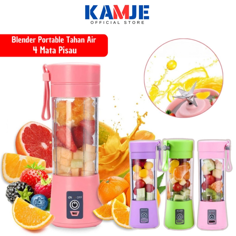 Product image KAMJE Blender Portable Juicer Jus Buah Rechargeable 4 Mata Pisau Dilengkapi Saringan KMJ168 all variant Biru