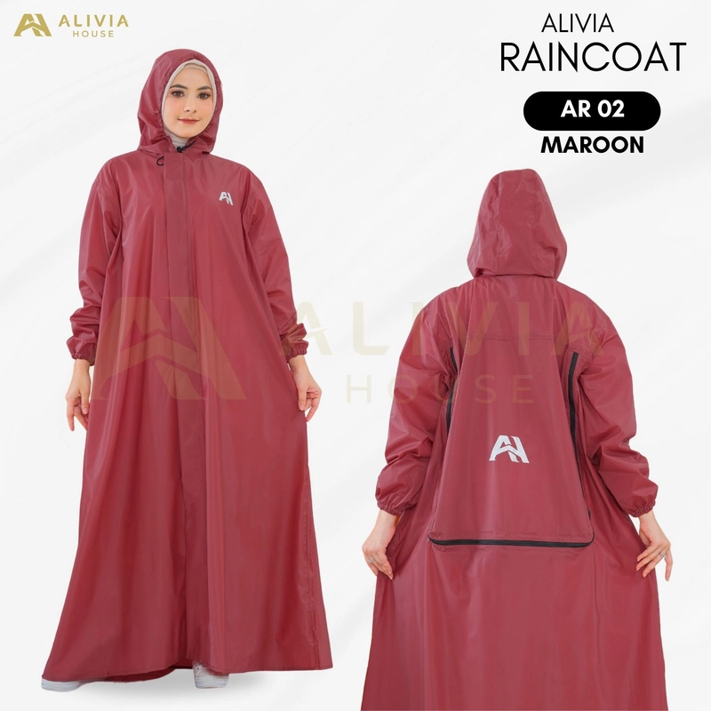 Product image Alivia House - Alivia Raincoat AR02 - Jas hujan gamis muslimah jas hujan wanita All Size Maroon