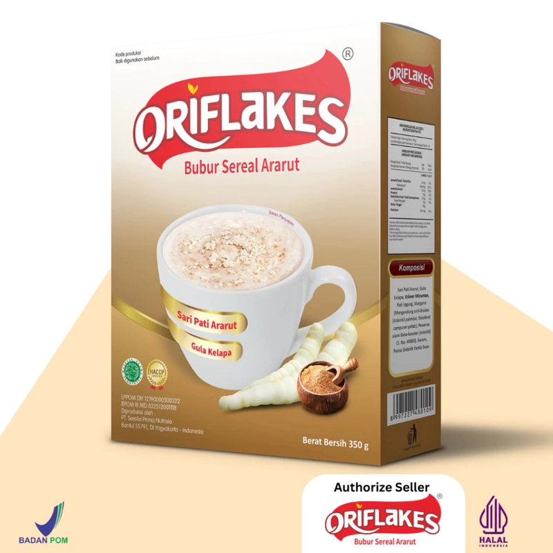 Product image Oriflakes - Sereal Umbi Garut Low Sugar WPS Plain 900gr BPOM Halal GERD Lambung Tinggi Serat 900 gram Original