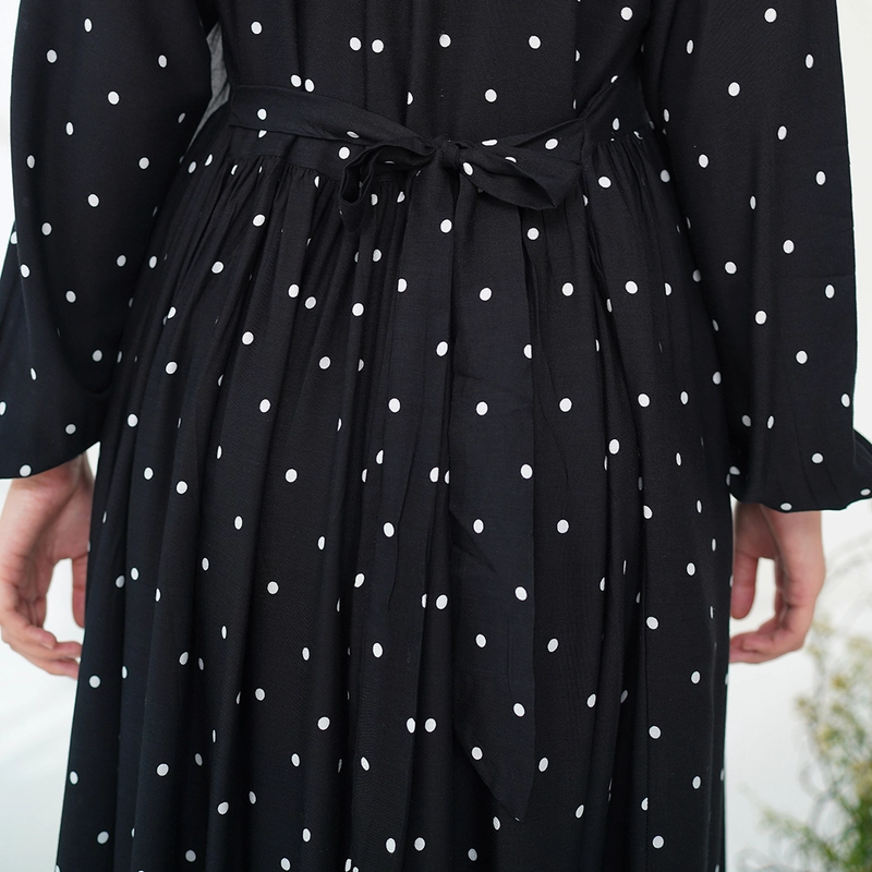 Product image Yasmin dress Syari Muslimah warna HITAM bahan Rayon Viscose Premium Busui Friendly S HITAM
