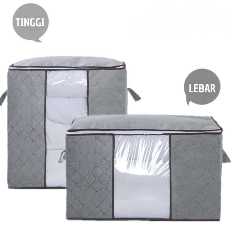 Product image KAHASIL Storage Box Organizer Kotak Tempat Penyimpanan Jumbo Serbaguna Baju Selimut Bed Cover Sprei KMJ109 LEBAR ORANGE