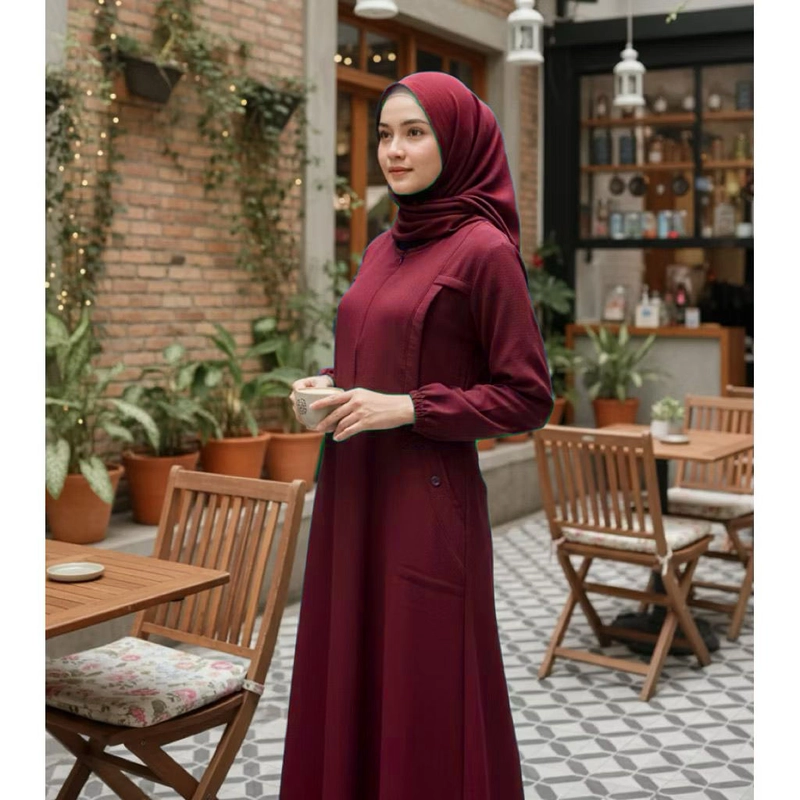 Product image MEQA DAILY - Gamis Muslim Wanita Busui Friendly All Size Kode 1110 Maron