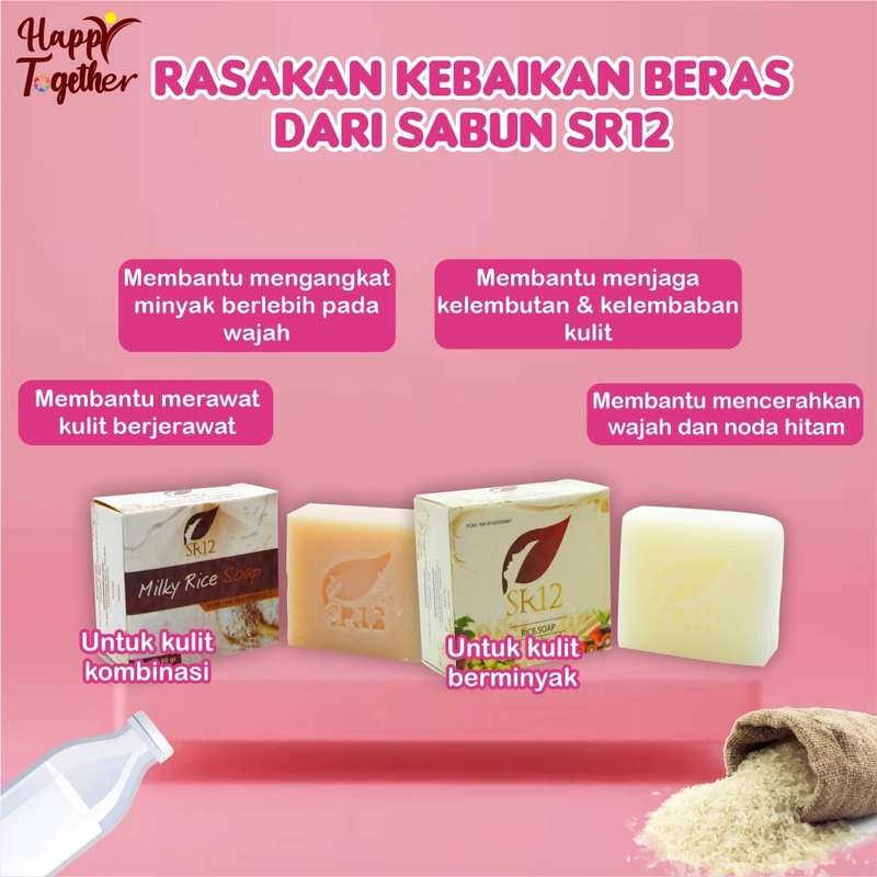 Product image SR12 Rice Soap Mengontrol Minyak Berlebih Di Wajah Dan Mengatasi Jerawat Dengan Kandungan Beras 60 gr Rice Soap