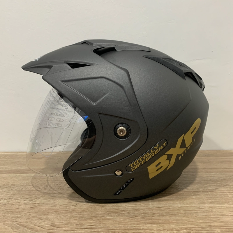 Product image Helm GL Abu Abu Doff Polos Solid - Single Visor (Kaca Clear) Helm SNI Helem Dewasa L GL Abu Doff