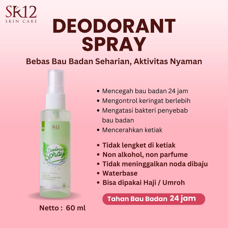 Product image SR12 Deodorant Spray Premium Menahan Bau Badan 48 Jam Non Parfum Non Alkohol 60 ml Reguler