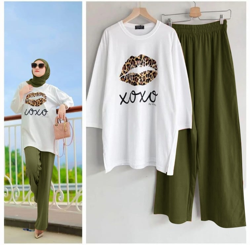 Product image astro - setelan celana kulot wanita XOXOZ L fit to XL army