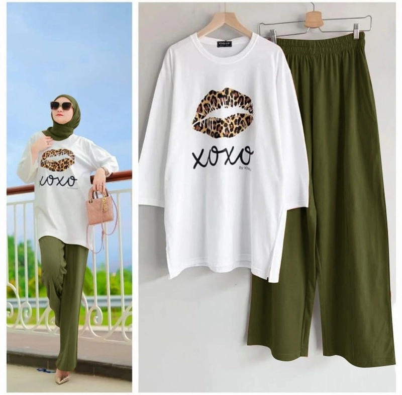 Product image astro - setelan celana kulot wanita XOXOZ L fit to XL army