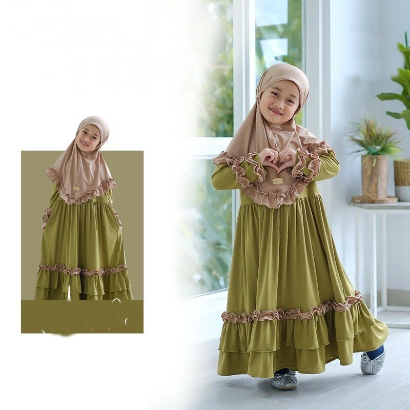 Product image gamis syari anak mecrx reapict 5-6thn lemon