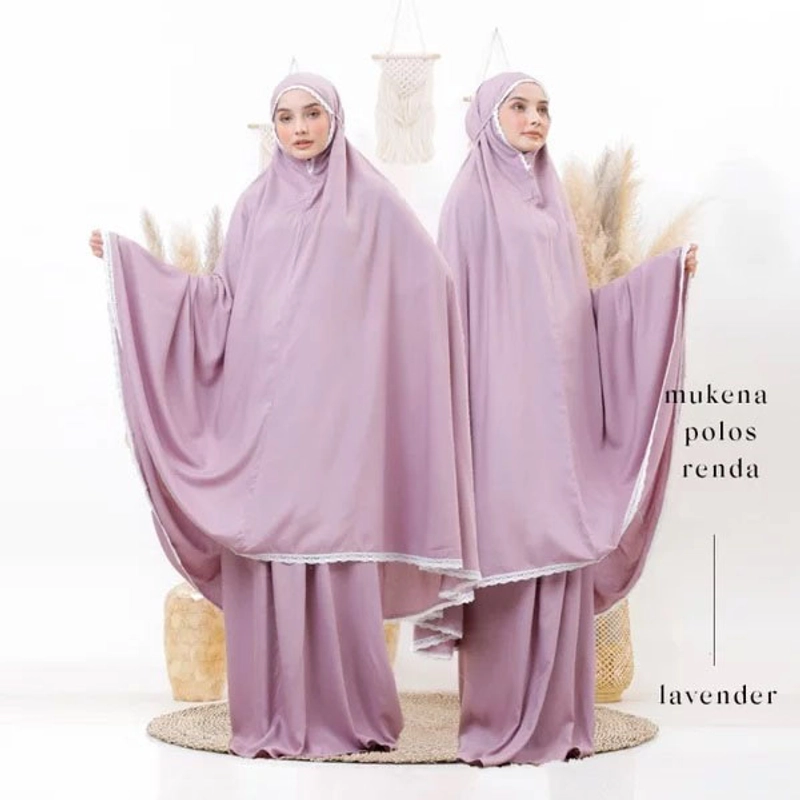 Product image Mukena Koe - Mukenakoe konfeksi - Mukena dewasa tazkiyah polos renda XL Lavender