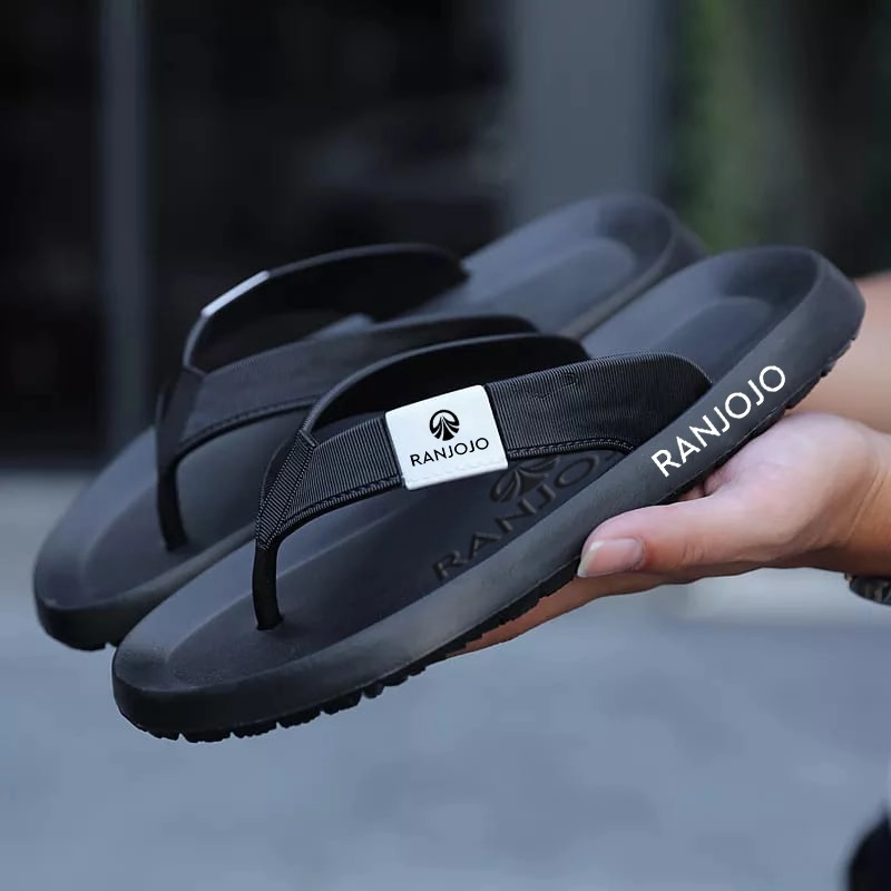 Product image Ranjojo - Sendal Jepit Pria Kasual Sangat Ringan Musim Panas Slide Cowok sandal pantai BR05 39 BLACK