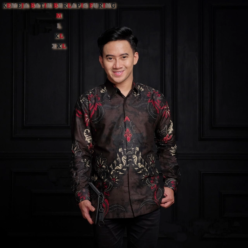 Product image Khisna collection - Kemeja simanis berlapis furing Xxl Hitam kombinasi