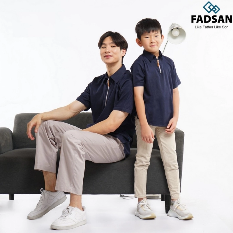 Product image FADSAN - Baju Ayah dan Anak Laki-Laki Bergaya Casual Warna Navy - Khan Series SIZE ANAK XS KHAN NAVY