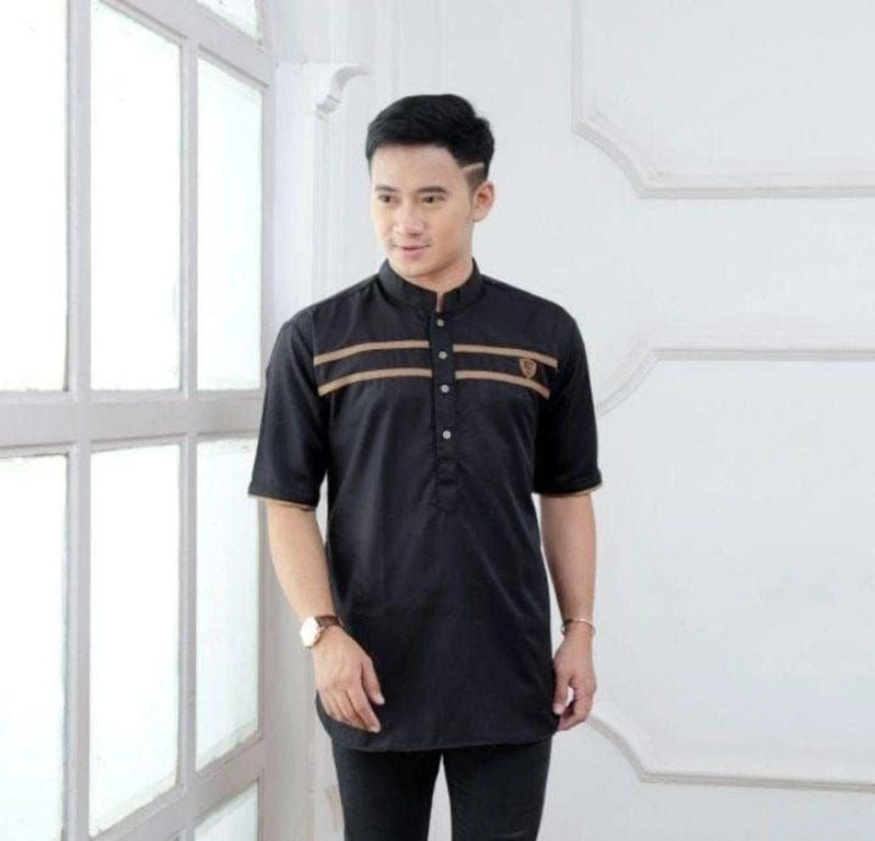 Product image Batik Alfin - Baju koko pria dewasa Lengan panjang koko model terbaru M Koko hitam