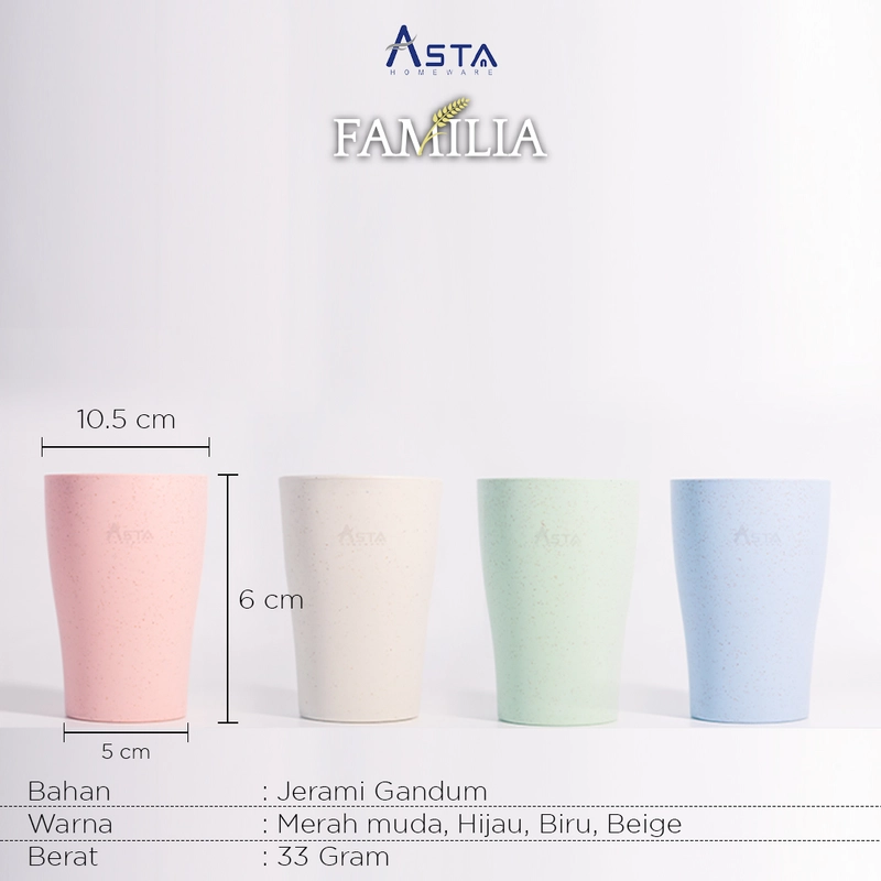 Product image Asta Homeware Official - Asta Gelas Jerami Gandum Tahan Panas Mug Cangkir Tebal Food Grade warna Pink