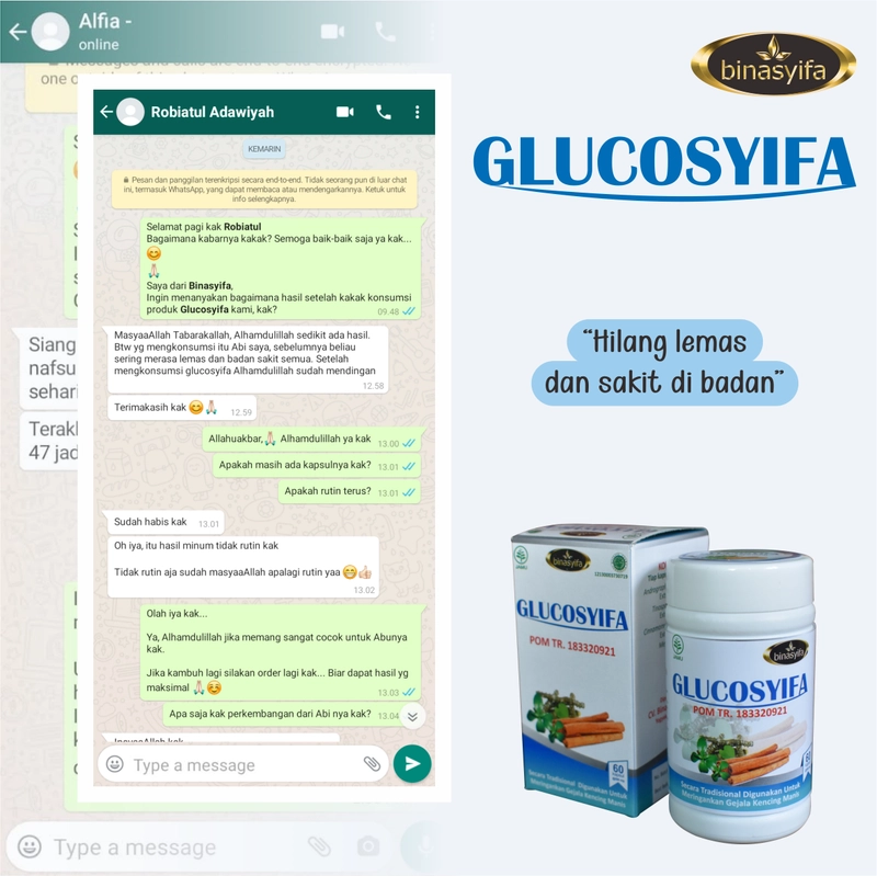 Product image GLUCOSYIFA Obat Herbal Diabetes Luka Penurun Gula Darah Tinggi Kencing Manis Kapsul Binasyifa Herbal 60 kapsul Herbal