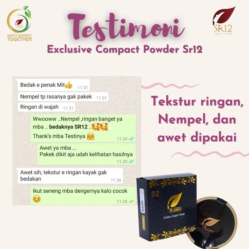 Product image SR12 Herbal Skincare - Exclusive Compact Powder Natural dan Sheer Pink Bedak Padat Long Lasting Full Coverage 14gr Sheer Pink