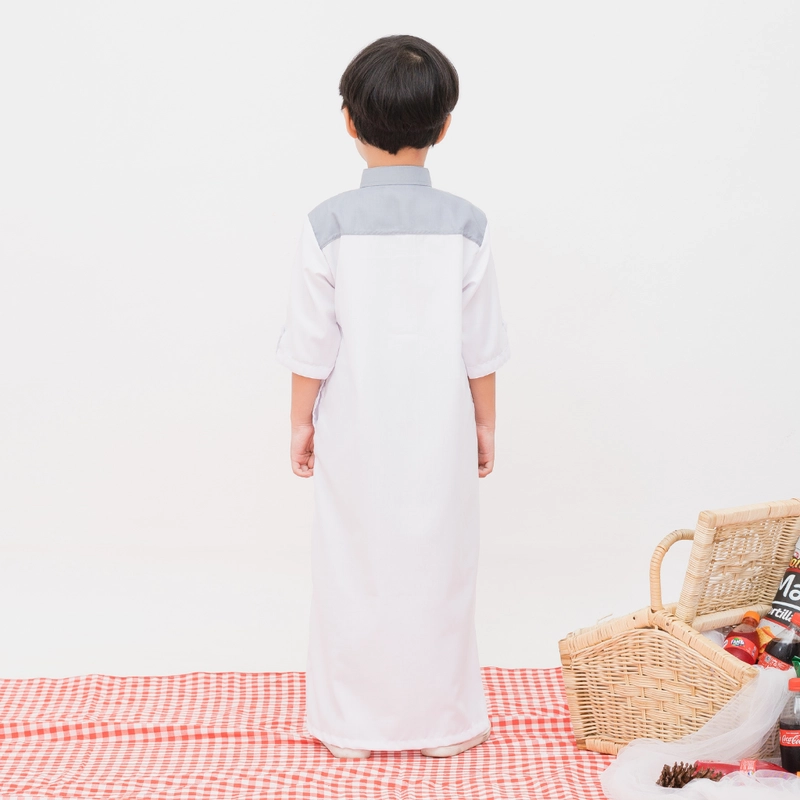 Product image Kawan Muslim - Jubah Gamis Anak Laki Laki Mix Warna (KM2) Usia 1-14 Tahun Lengan 3/4 1&2 Tahun PUTIH