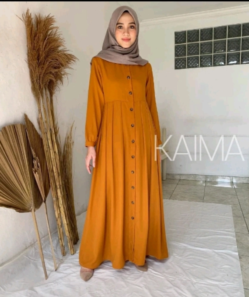 Product image Bursanekashop - kaima rinjani / gamis muslimah premium / dress muslim wanita ALLSIZE MUSTARD