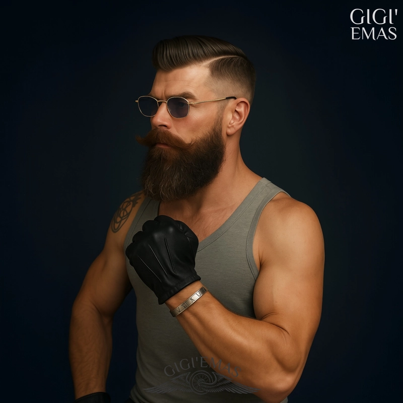 Product image GAWUNG - Sarung Tangan Motor Kulit Asli Hitam Signature Classic Full Finger Biker Sunmori SANATU Dewasa Hitam