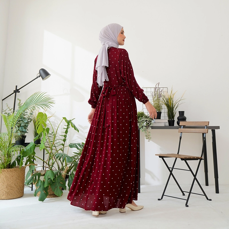 Product image Lusianasae - Yasmin dress Syari Muslimah warna MAROON bahan Rayon Viscose Premium Busui Friendly S MAROON