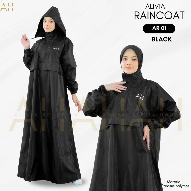 Product image Alivia House - Jas Hujan Gamis Wanita Alivia Raincoat 01 Jas hujan muslimah jas hujan gamis muslimah All size Black