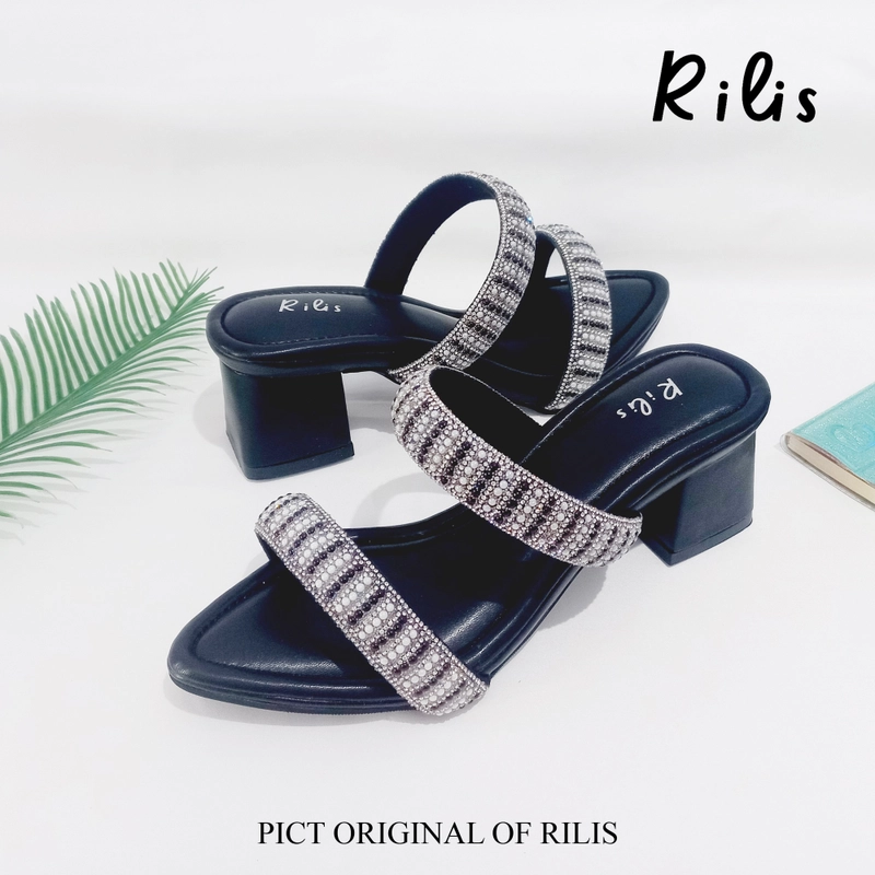 Product image Rilis - Sandal Wanita Milea Tali Permata hak 5 cm (Rilis 45) 41 Hitam