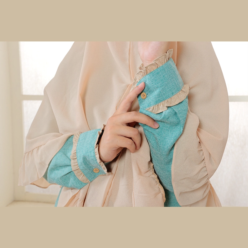 Product image Baju Busana Dres Dress Gamis Wanita Dewasa Simple Simpel Kondangan Lebaran Hijau Wardah Khaki M Turquoise Khaki