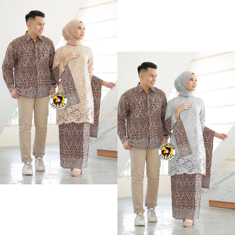 Product image COLLECTION SARJANA -Couple Laskita Kemeja Batik Pinggang Karet Allsize - Kemeja Pria Lengan Panjang Kemeja M Abu