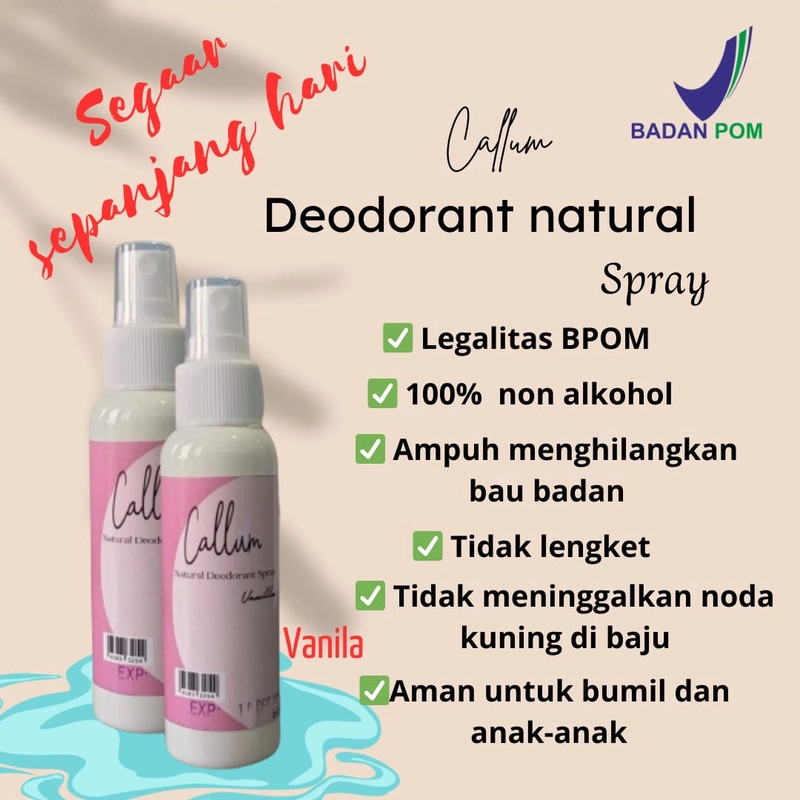 Product image Paket dua pcs callum deodorant tawas natural spray 100 ml vanila