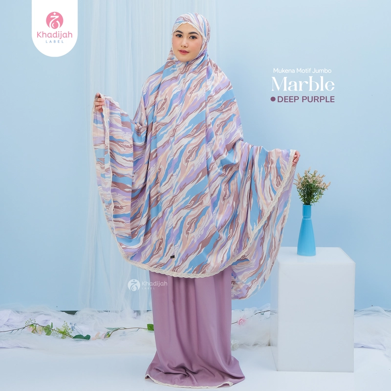 Product image Mukena Jumbo Marble 2 in 1 KhadijahLabel Super Jumbo Deep Purple