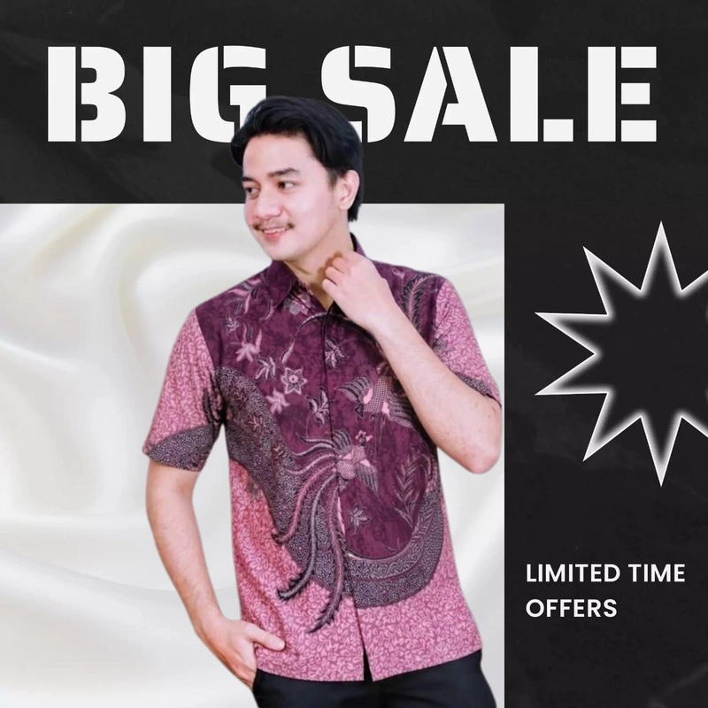 Product image Kois Batik - Batik pria dewasa buat kondangan oke banget motif ningrat burgundy M Hem ningrat