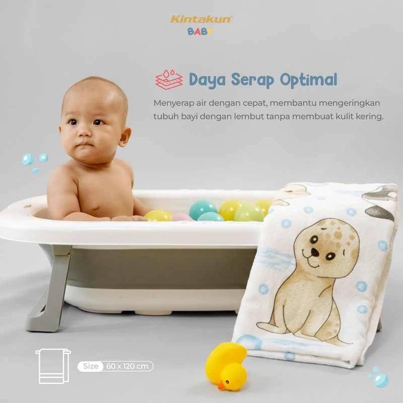 Product image Kintakun Baby - NEW Cotton Baby Towel Handuk Mandi Bayi Anak Katun Ocean Fun 60 x 120 cm 60 x 120 cm Bubbly Sea