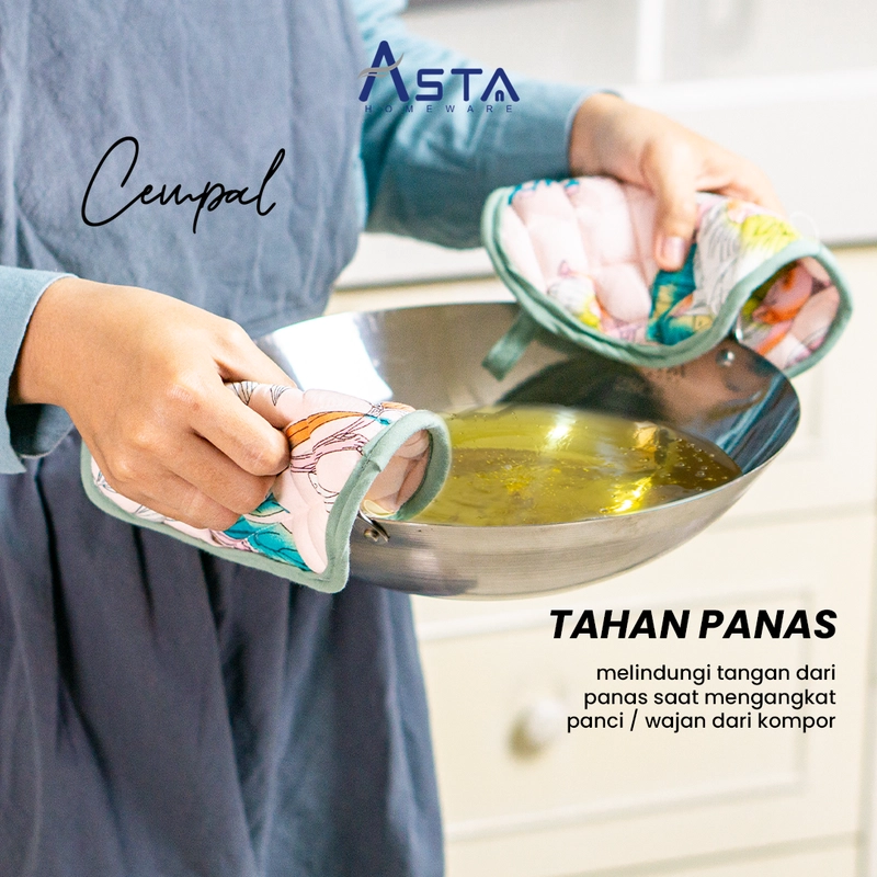 Product image Asta Cempal Anti Panas Tebal Pelindung Tangan Busa Katun Premium Motif Oval Flower Purple