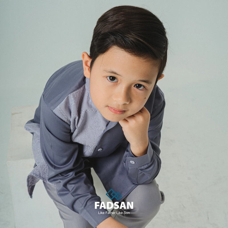 Product image FADSAN - Koko Kurta Bordir Ayah & Anak Lengan Panjang Warna Grey - Kashmir Series SIZE ANAK XS KASHMIR GREY